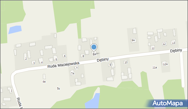 Dębiny, Dębiny, 8A, mapa Dębiny