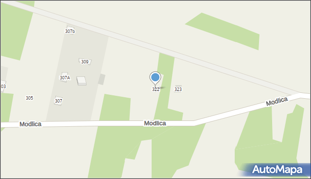 Modlica, Modlica, 322, mapa Modlica