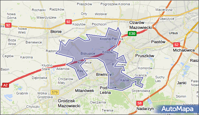 gmina Brwinów - powiat pruszkowski na mapie Targeo