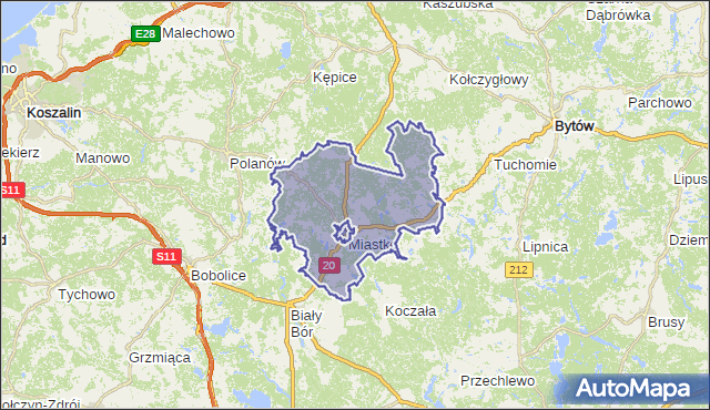 Gmina Miastko, powiat bytowski, województwo pomorskie na mapie Targeo