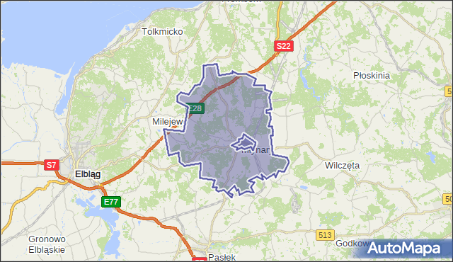 gmina Młynary - powiat elbląski na mapie Targeo