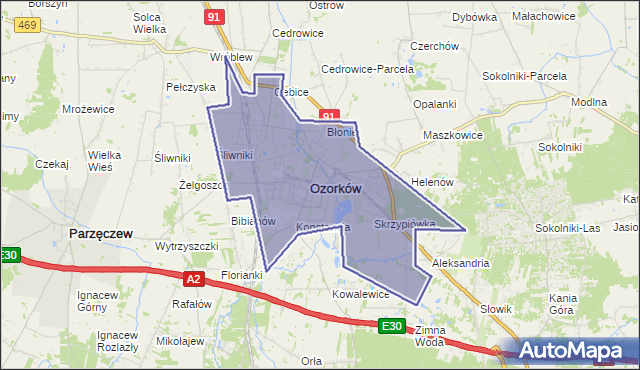 gmina Ozorków - powiat zgierski na mapie Targeo