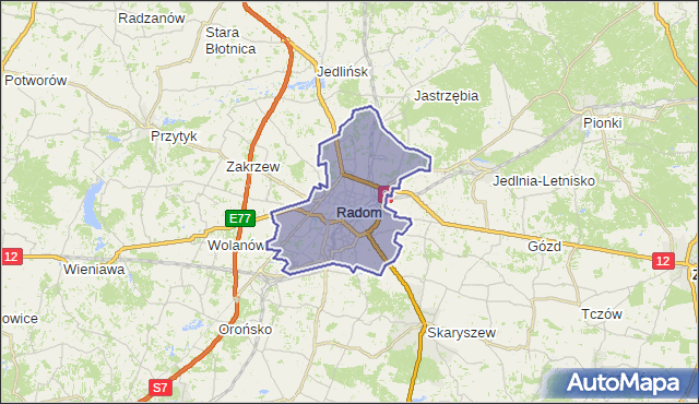 gmina Radom - powiat Radom na mapie Targeo