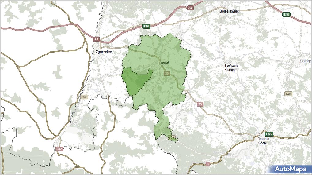 Gmina Platerówka, powiat lubański, województwo dolnośląskie na mapie Targeo