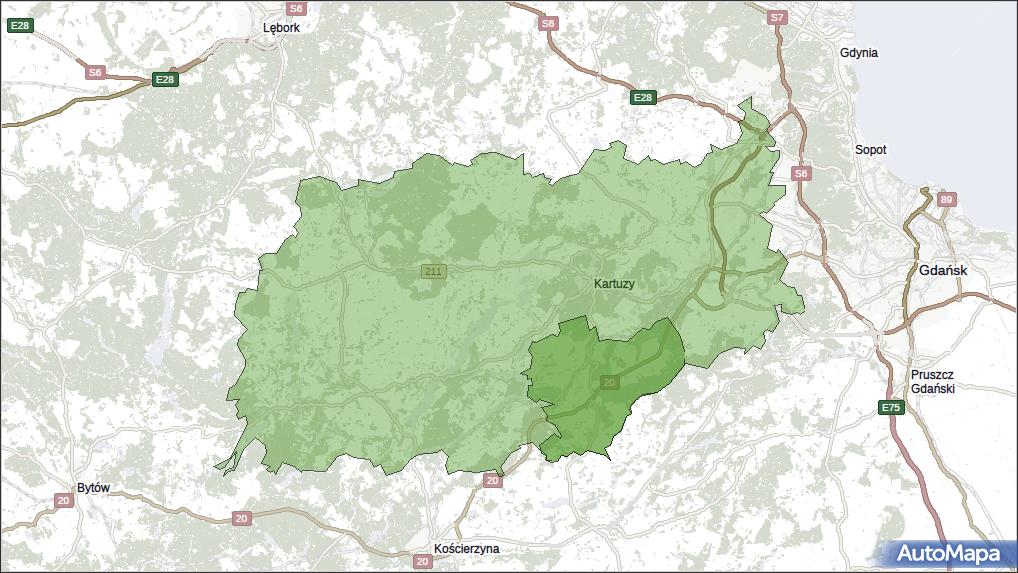 Gmina Somonino, powiat kartuski, województwo pomorskie na mapie Targeo