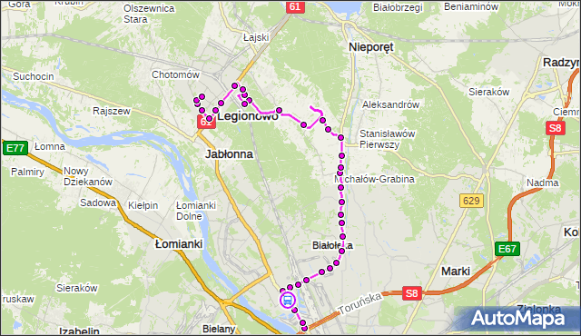 Rozkład jazdy autobusu 736 na przystanku KONWALIOWA 02. ZTM Warszawa na mapie Targeo