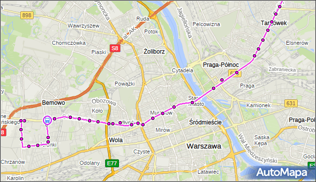 Rozkład jazdy autobusu 190 na przystanku BEMOWO-RATUSZ 01. ZTM Warszawa na mapie Targeo