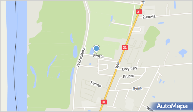 Słubice, Prosta, mapa Słubice
